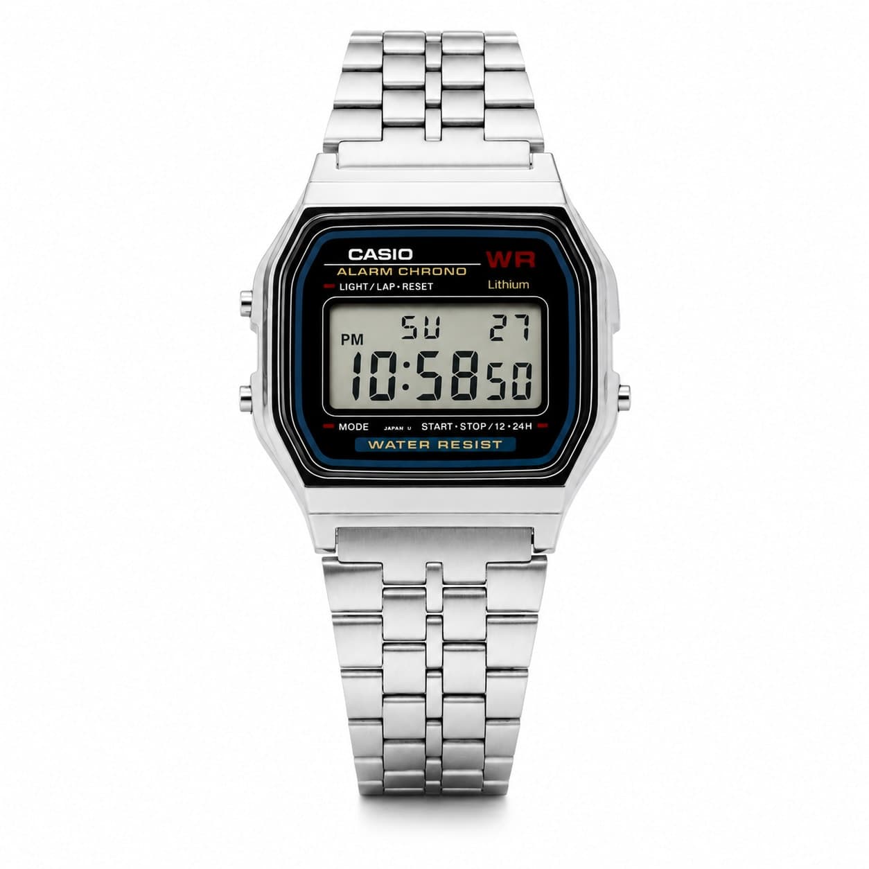 نظارة Casio Vintage Digital – Silver، عرض مسطح