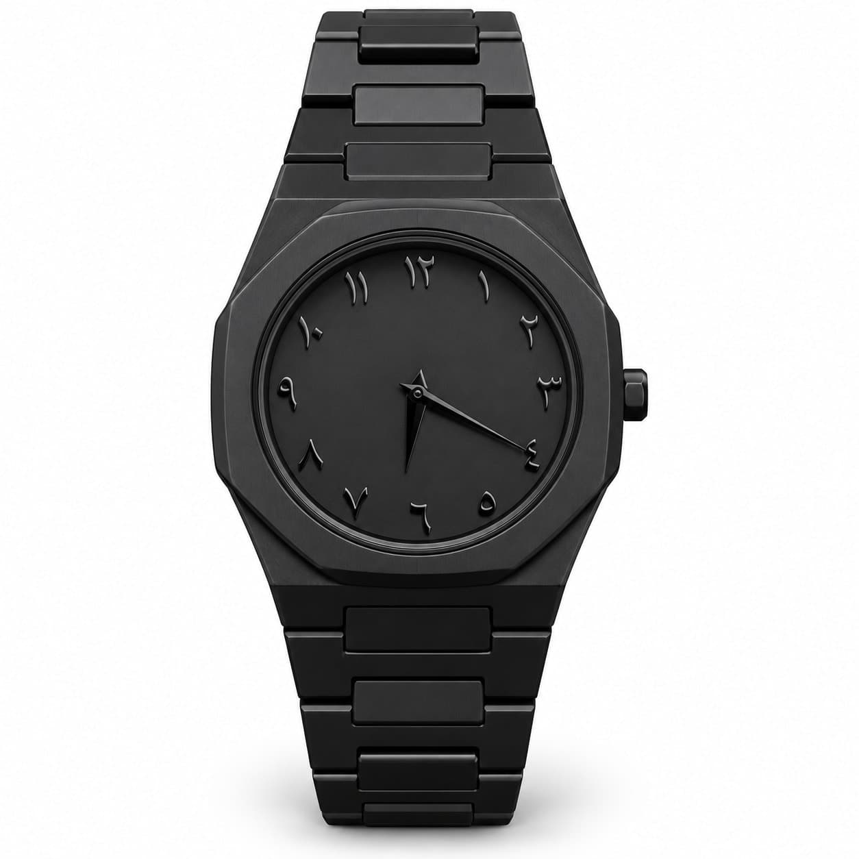 نظارة Arabic Dial Black – Montre Noire à Chiffres Arabes، عرض مسطح