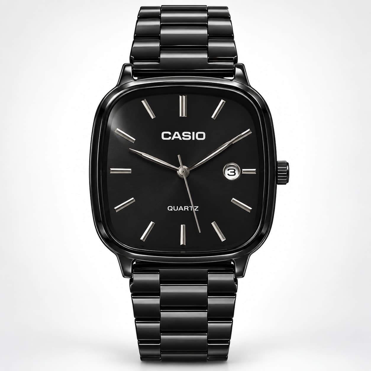 نظارة Casio Square Classic – Full Black، عرض مسطح
