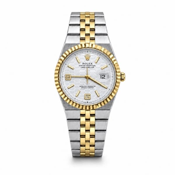 نظارة Rolex Land-Dweller Bicolore – Blanc & Or، عرض مسطح
