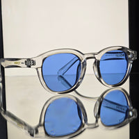 Transparent Gray Spring Hinges Acetate Oval Tinted Sunglasses