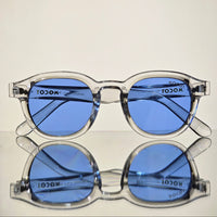 Transparent Gray Spring Hinges Acetate Oval Tinted Sunglasses